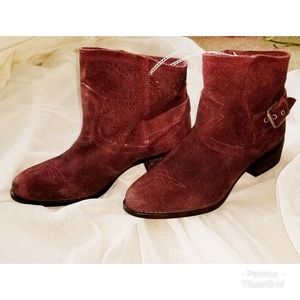 NWT- Naughty Monkey Burgundy Suede Bootie